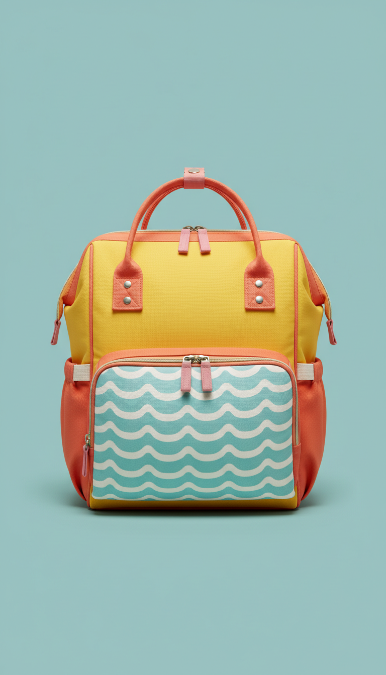 Practical diaper bag in cheerful print