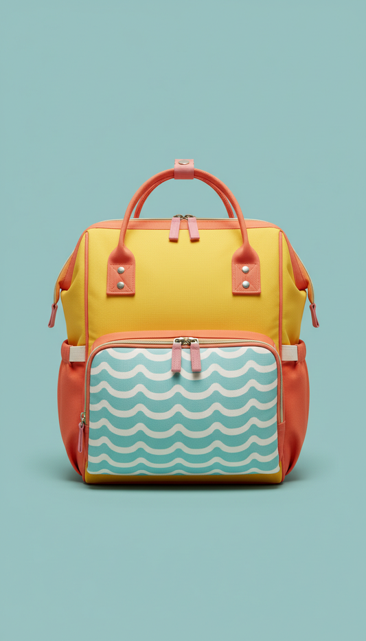 Practical diaper bag in cheerful print