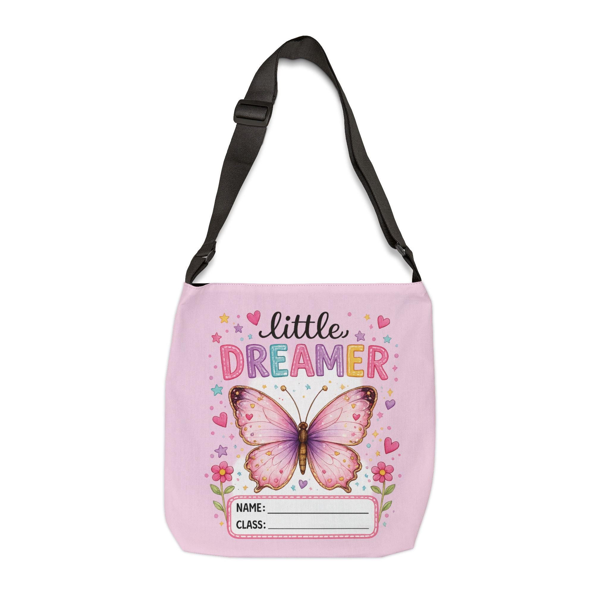 Little Dreamer Adjustable Tote Bag — Personalized Butterfly School Bag