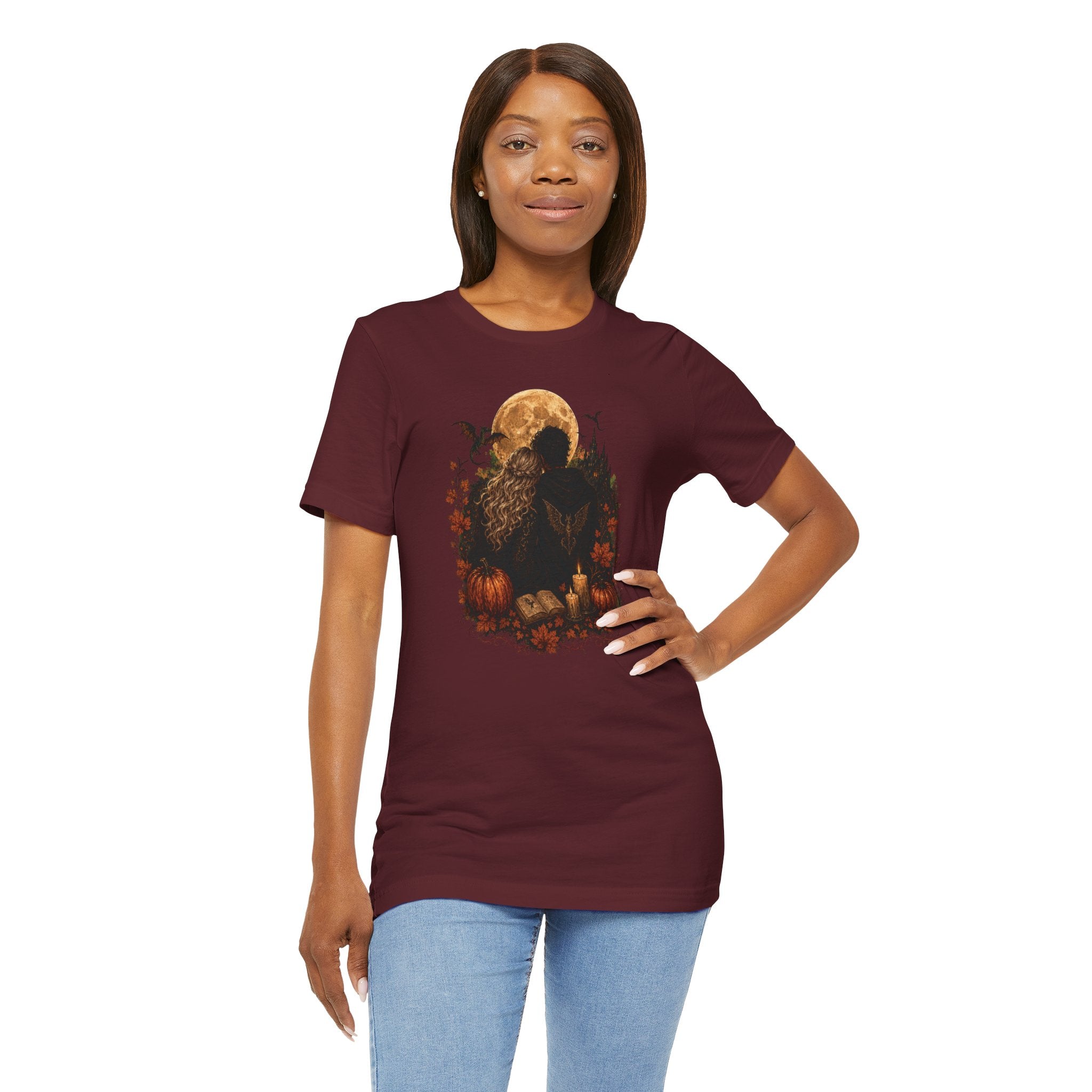 Full Moon & Pumpkins Tee — Autumn Gothic Romantasy Shirt