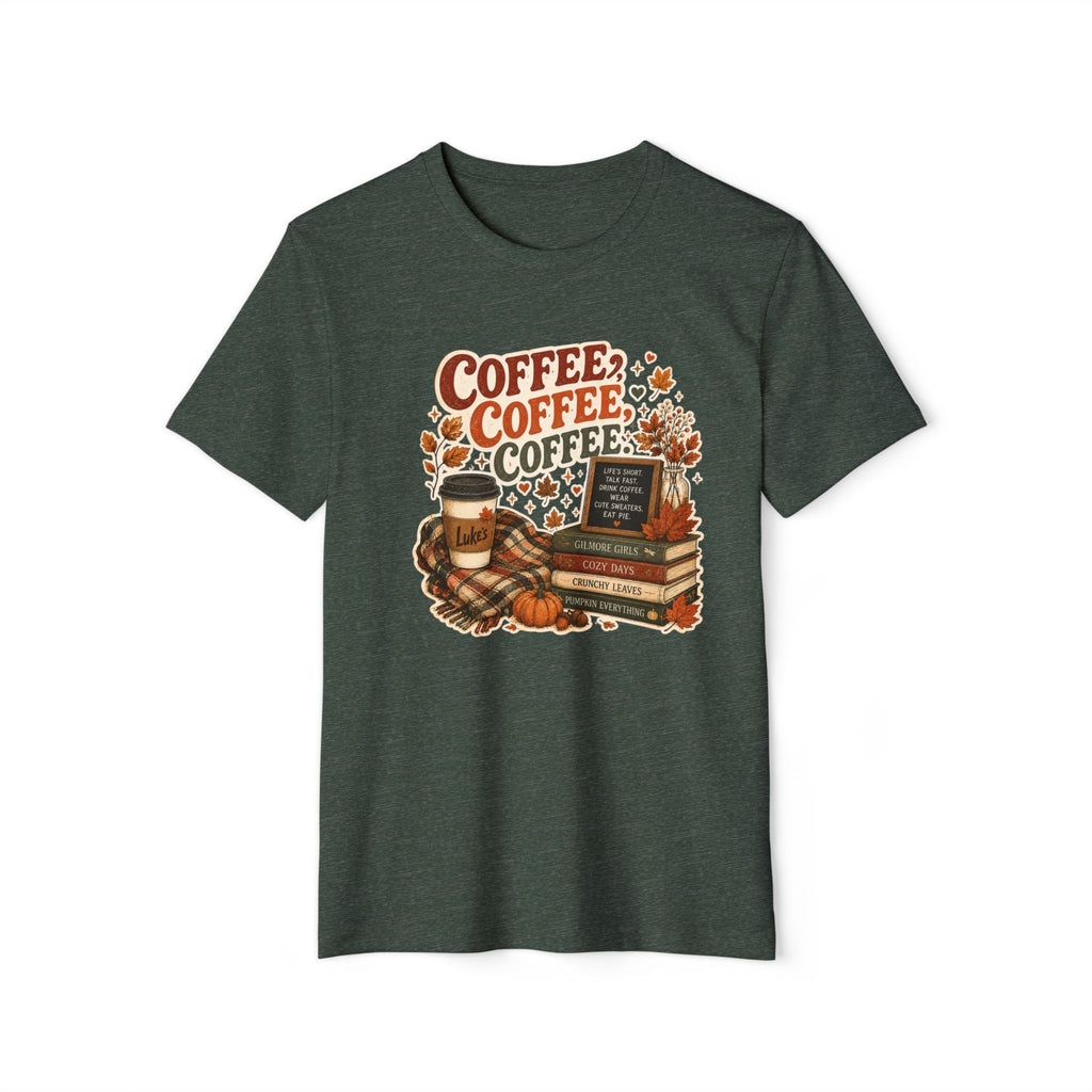 Coffee, Coffee, Coffee Fall T-Shirt — Cozy Book & Pumpkin Latte Tee