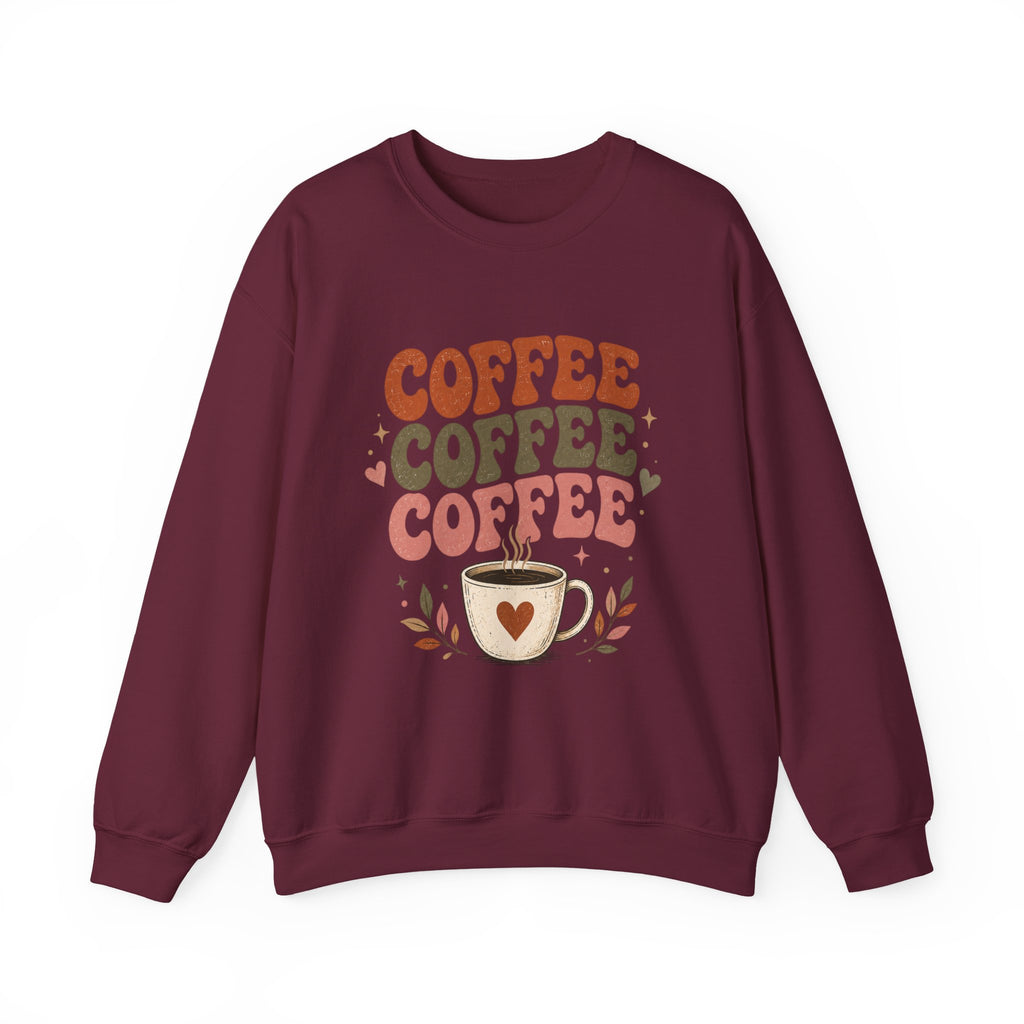 Coffee Coffee Coffee Crewneck Sweatshirt — Retro Coffee Lover Pullover