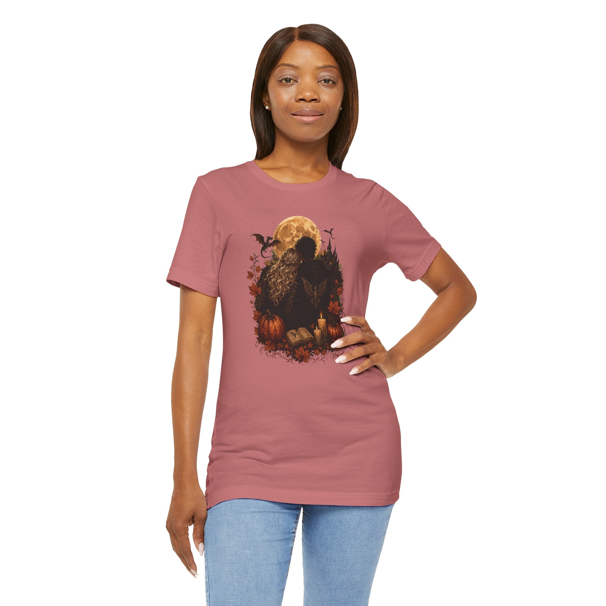 Full Moon & Pumpkins Tee — Autumn Gothic Romantasy Shirt