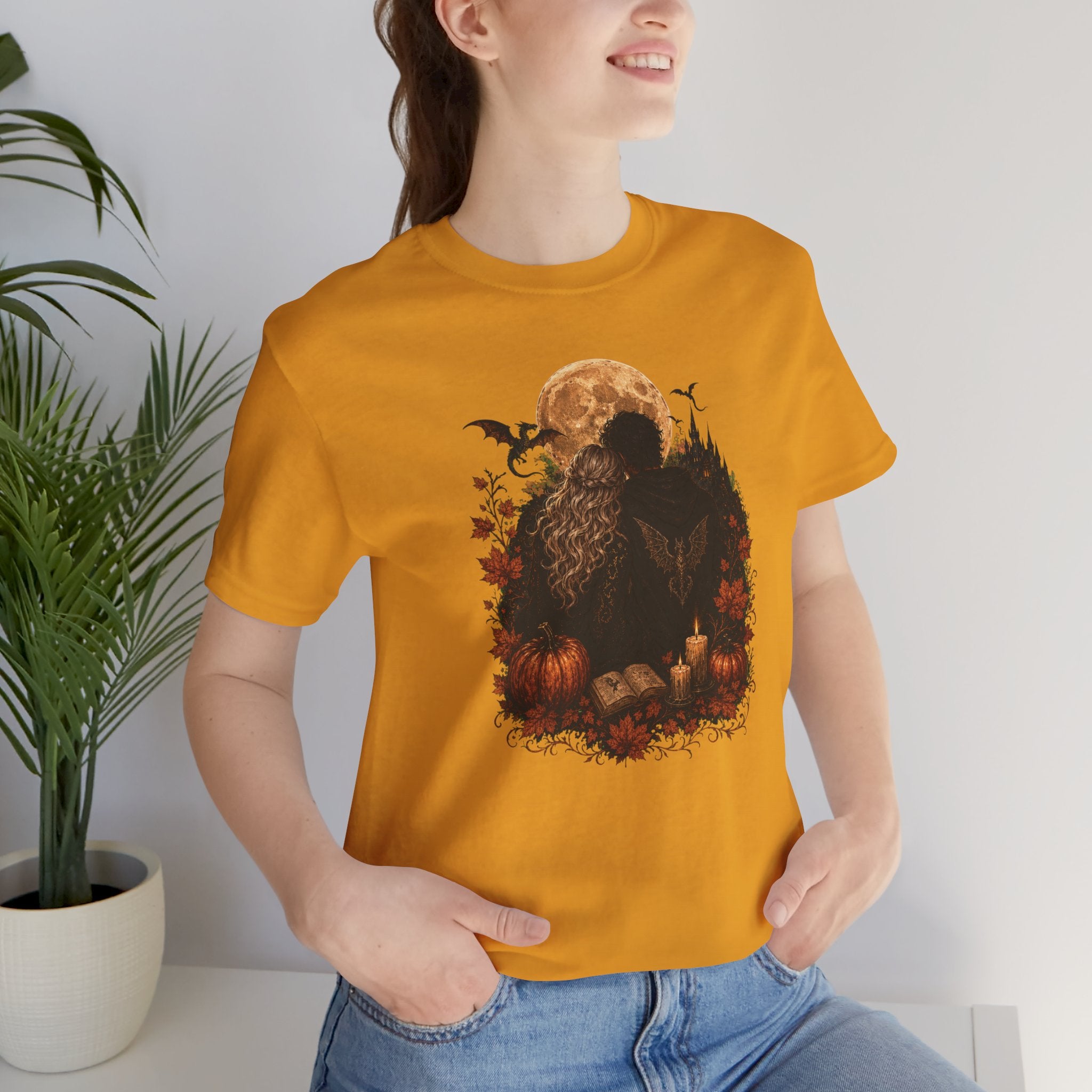 Full Moon & Pumpkins Tee — Autumn Gothic Romantasy Shirt
