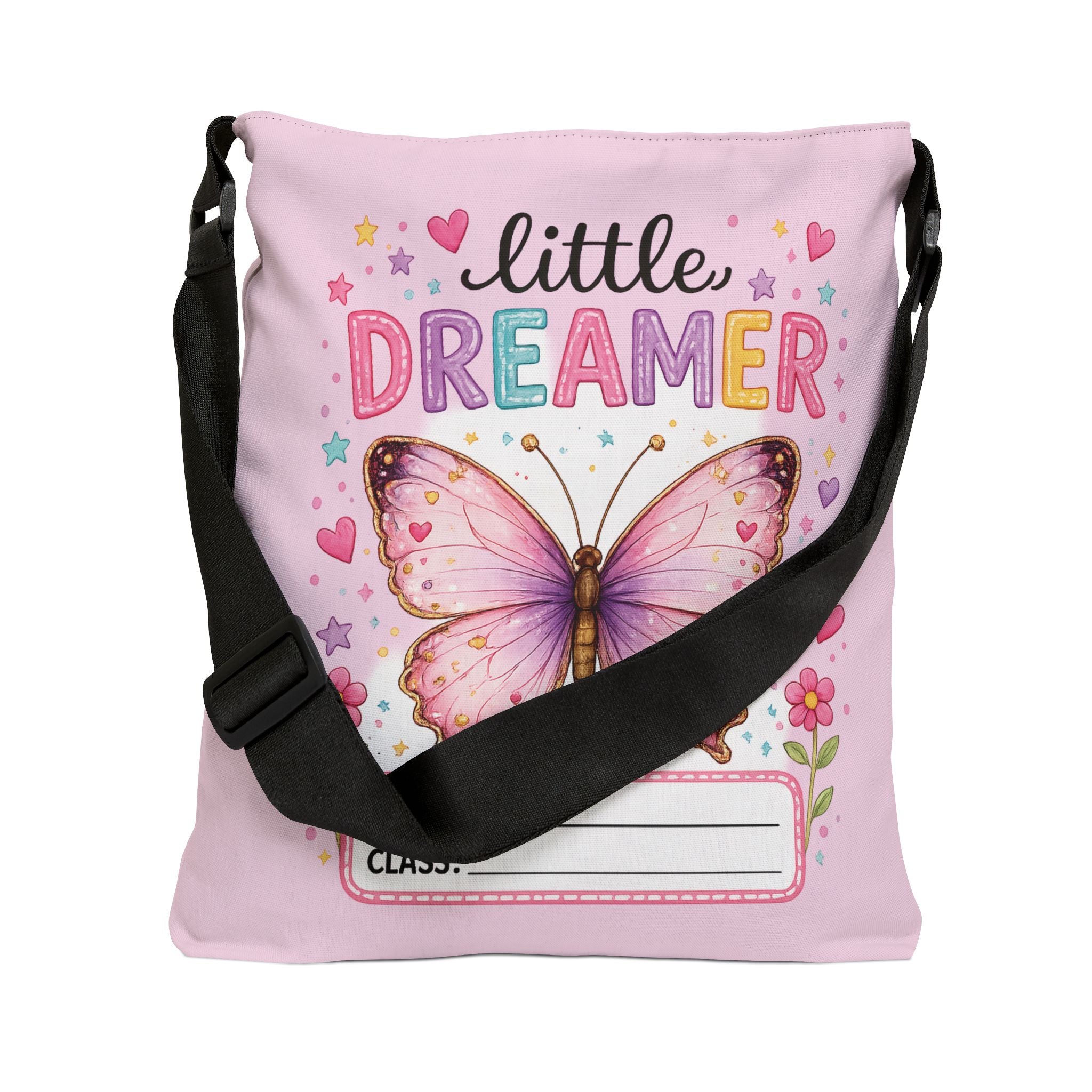 Little Dreamer Adjustable Tote Bag — Personalized Butterfly School Bag
