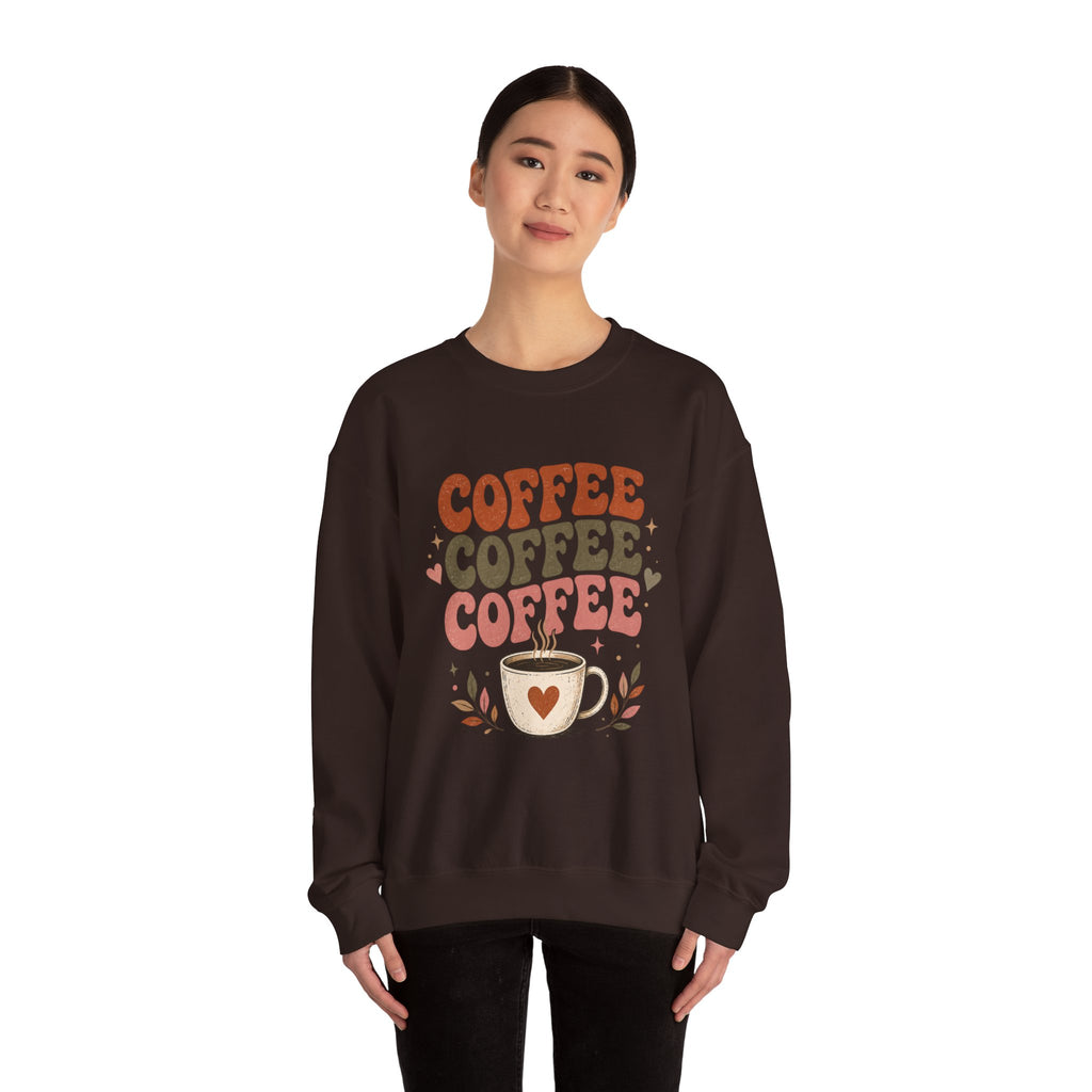Coffee Coffee Coffee Crewneck Sweatshirt — Retro Coffee Lover Pullover