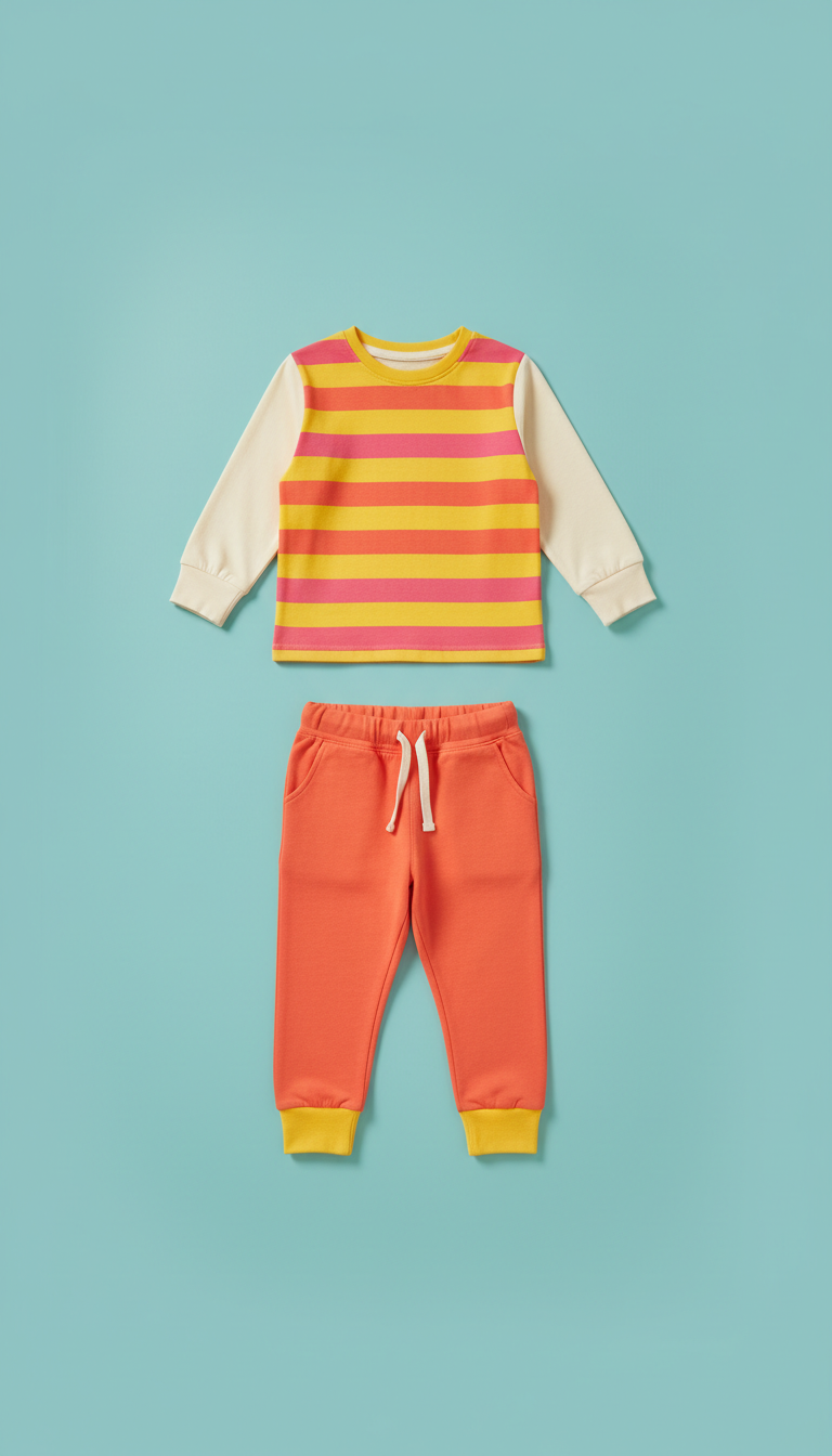 Kids’ apparel set with playful prints