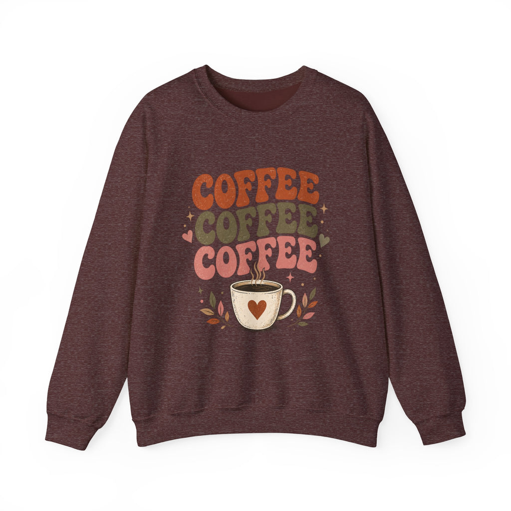 Coffee Coffee Coffee Crewneck Sweatshirt — Retro Coffee Lover Pullover