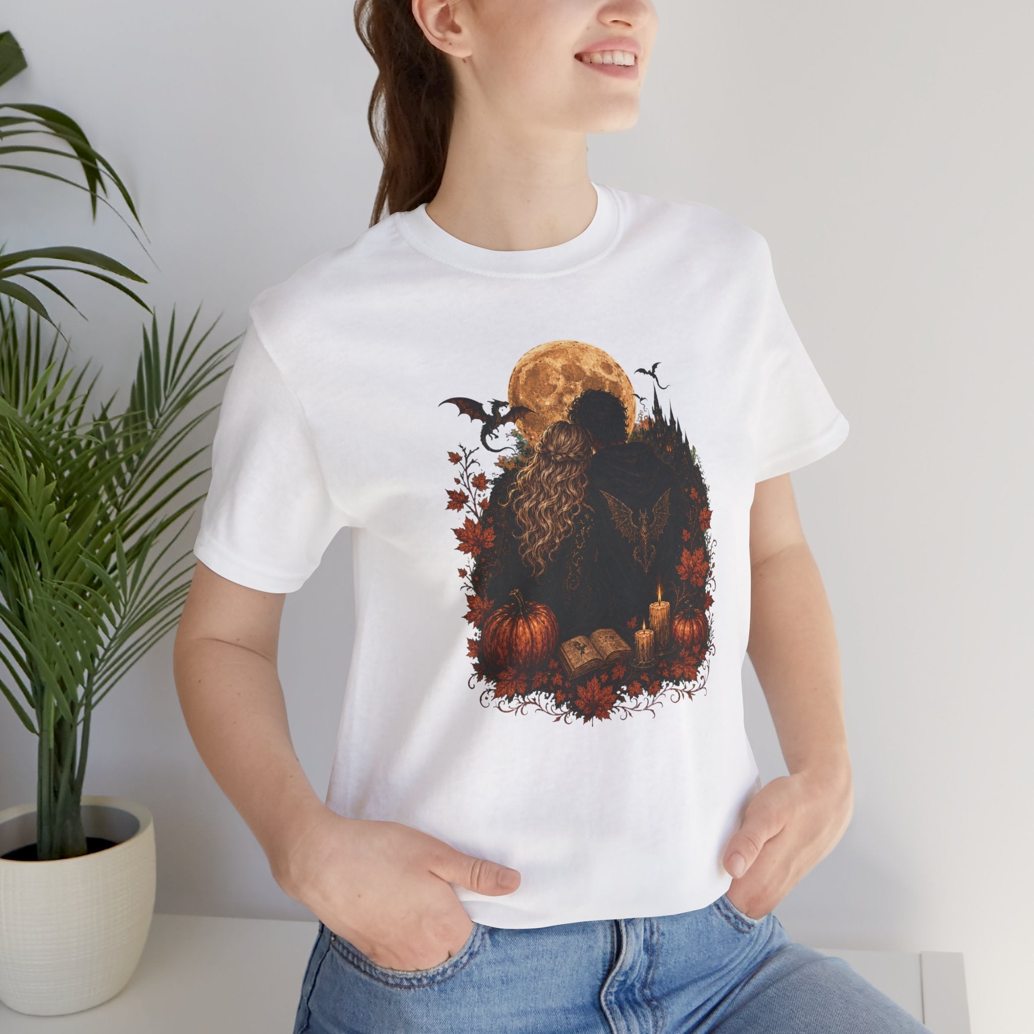 Full Moon & Pumpkins Tee — Autumn Gothic Romantasy Shirt