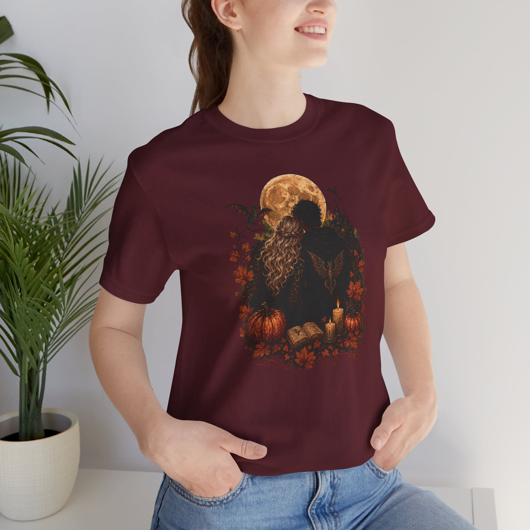Full Moon & Pumpkins Tee — Autumn Gothic Romantasy Shirt
