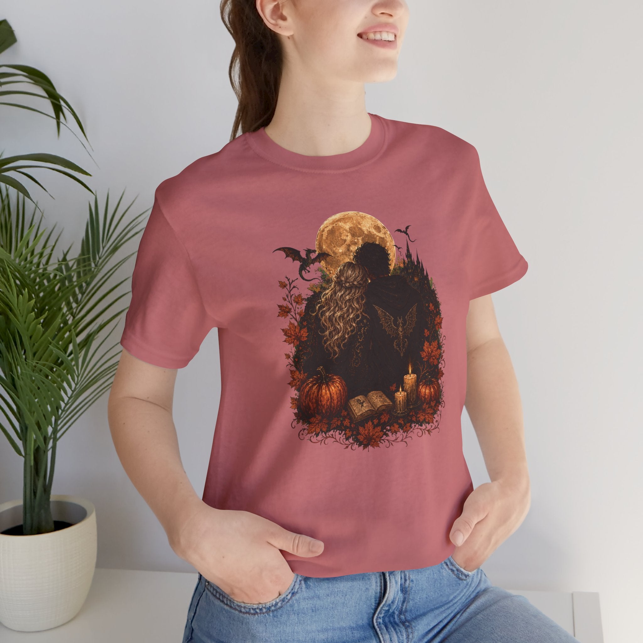 Full Moon & Pumpkins Tee — Autumn Gothic Romantasy Shirt