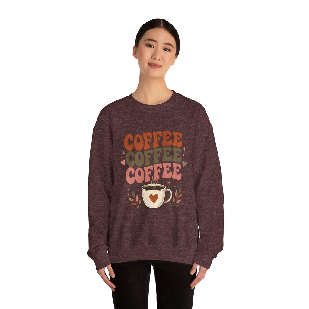 Coffee Coffee Coffee Crewneck Sweatshirt — Retro Coffee Lover Pullover